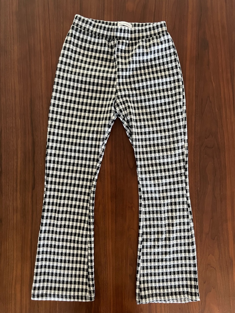 Urban Outfitters Womens Gingham Plaid Bootcut Flare Pants Black White Medium